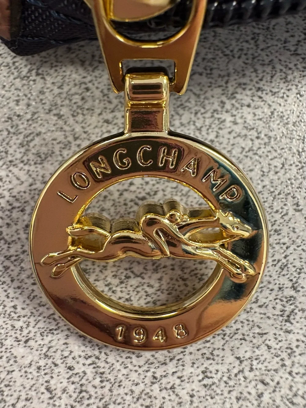 Longchamp Gold Logo Keychain Charm